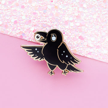 Crow Familiar Enamel Pin