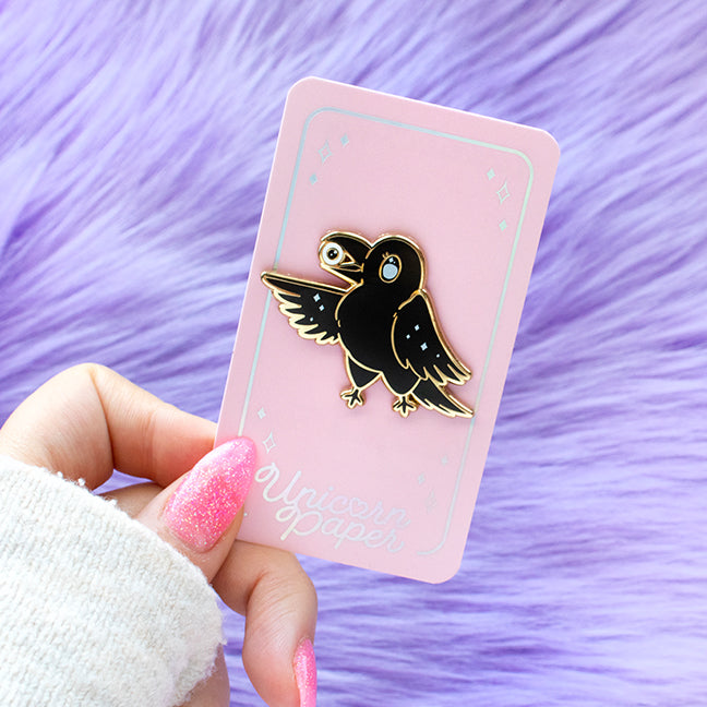 Crow Familiar Enamel Pin