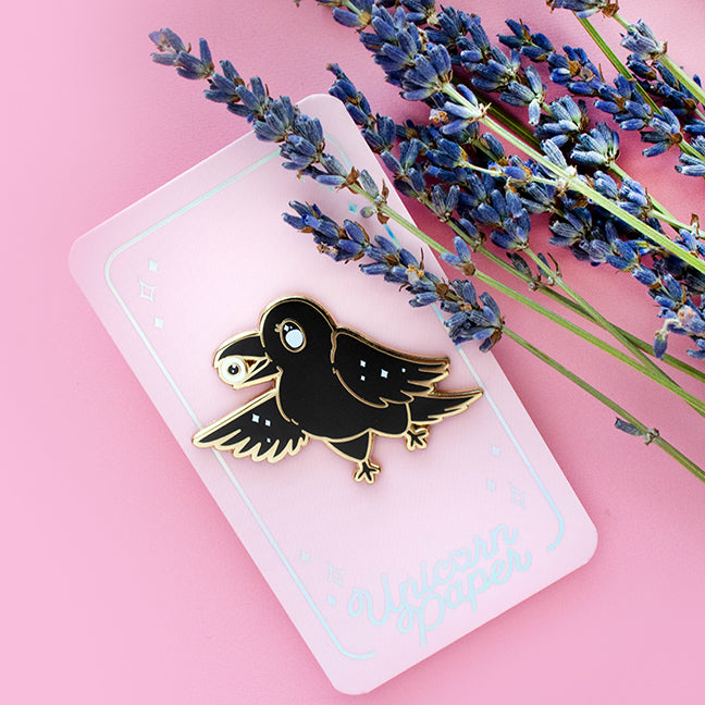 Crow Familiar Enamel Pin