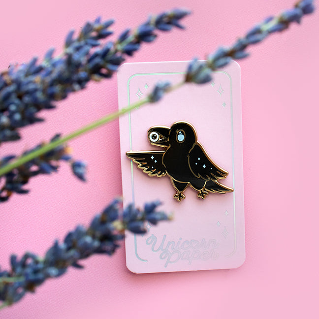 Crow Familiar Enamel Pin