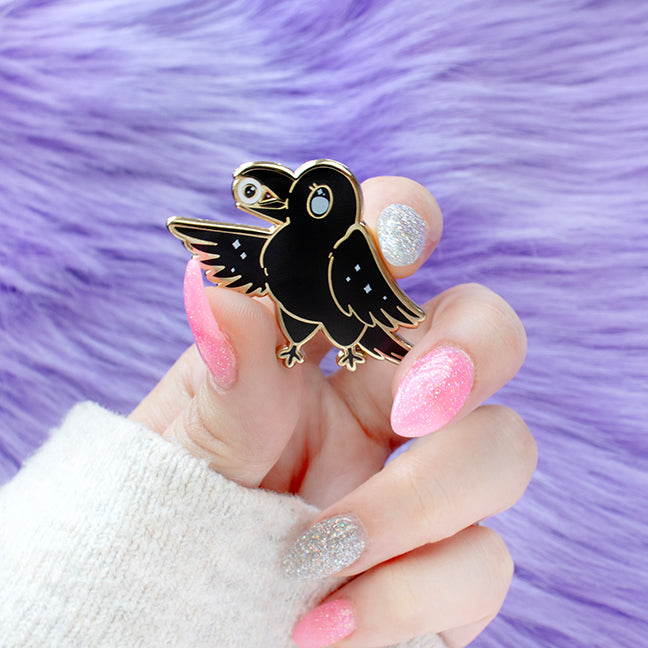 Crow Familiar Enamel Pin