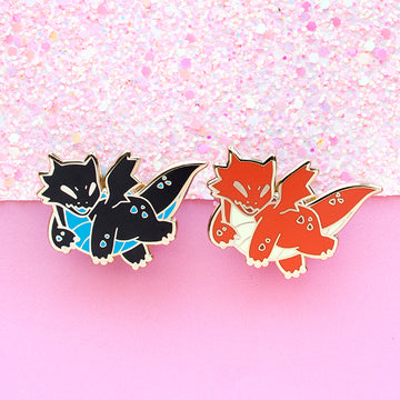 Fire and Plasma Baby Dragon Enamel Pins