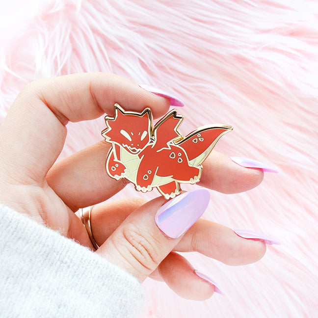 Fire and Plasma Baby Dragon Enamel Pins