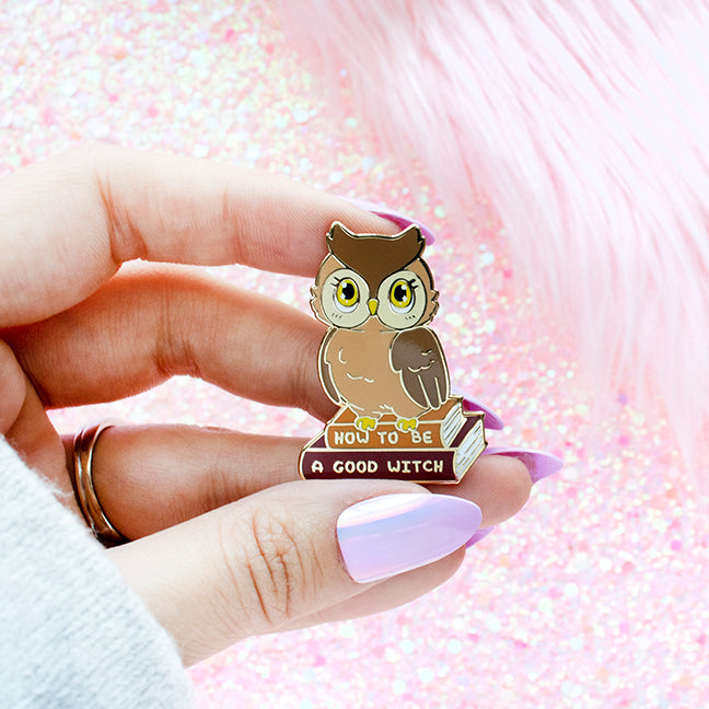 Snowy White and Brown Owl Enamel Pins