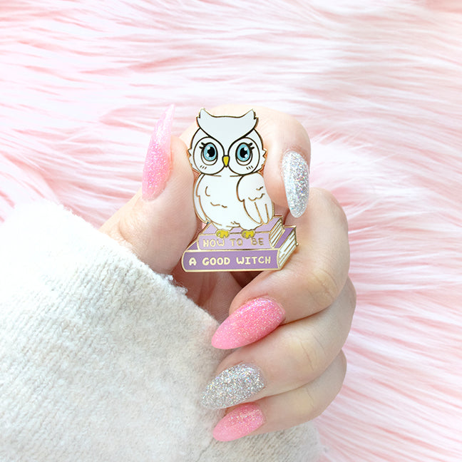 Snowy White and Brown Owl Enamel Pins
