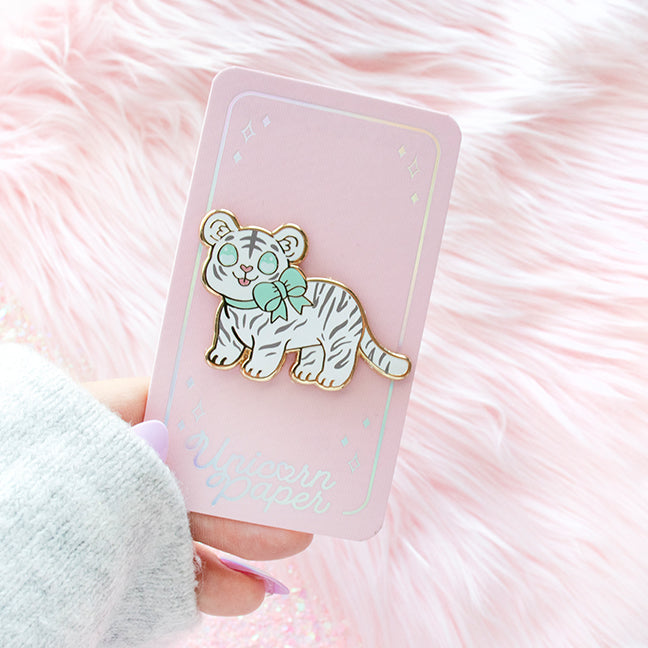 White Tiger Cub Enamel Pin