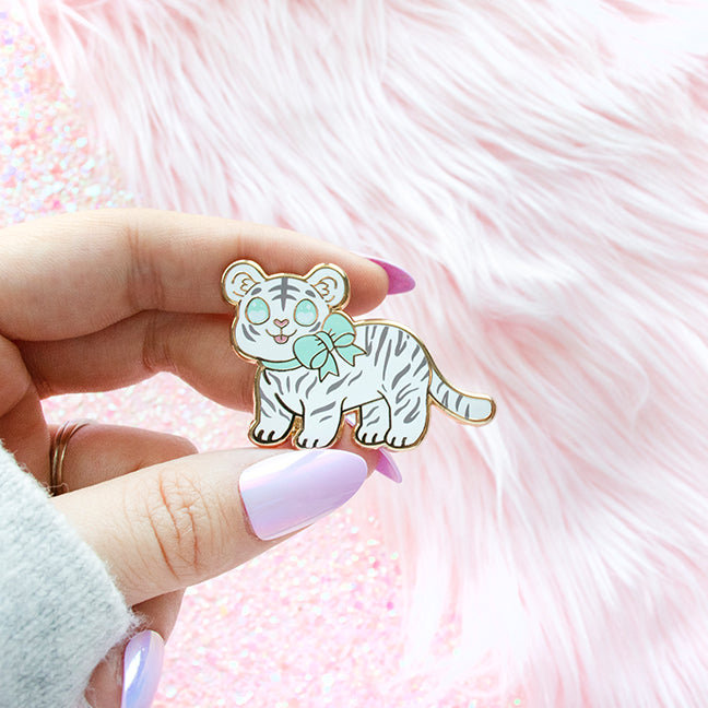 White Tiger Cub Enamel Pin