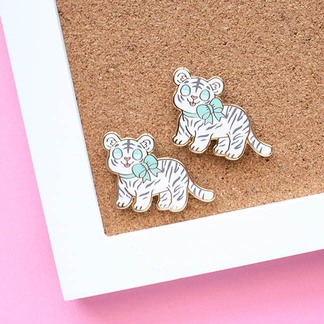 White Tiger Cub Enamel Pin