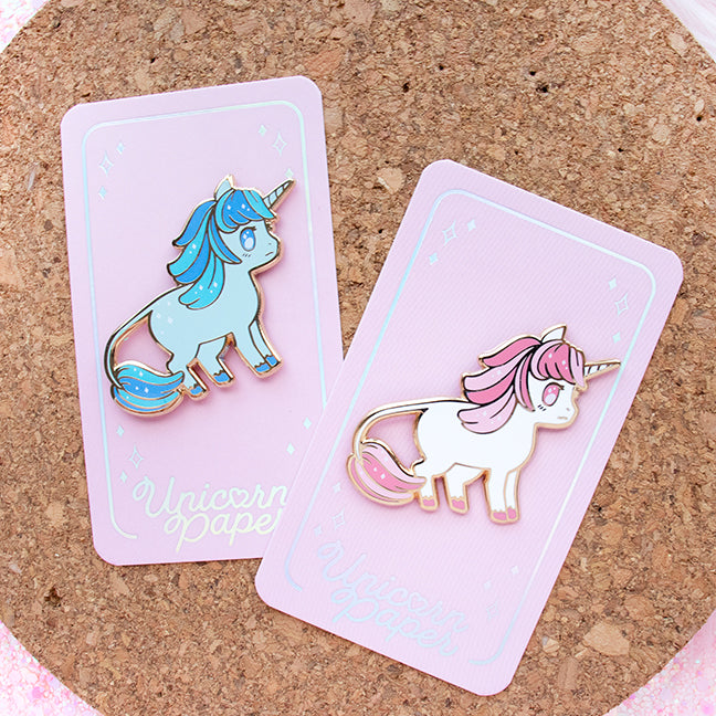 Baby Pink and Blue Unicorn Enamel Pins