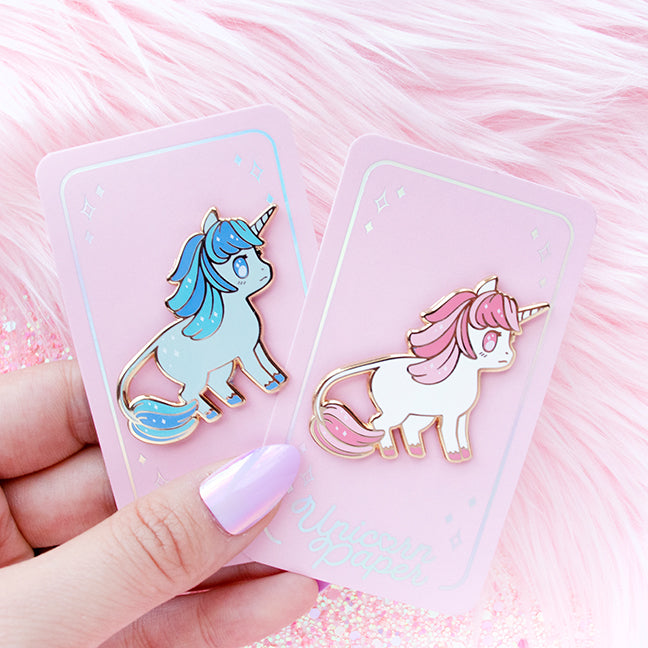 Baby Pink and Blue Unicorn Enamel Pins