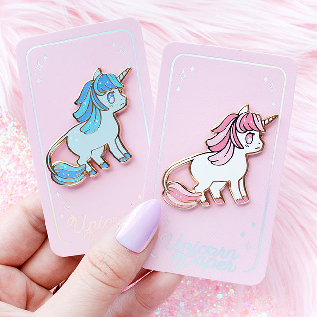 Baby Pink and Blue Unicorn Enamel Pins