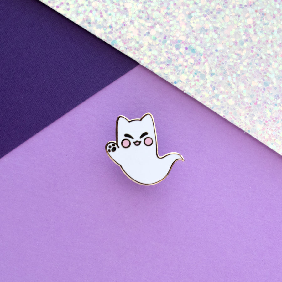 Ghost Kitty Enamel Pin