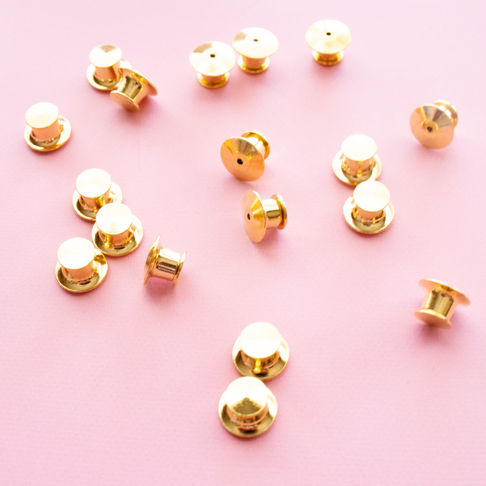 Gold Locking Pin Backings – Unicorn Paper