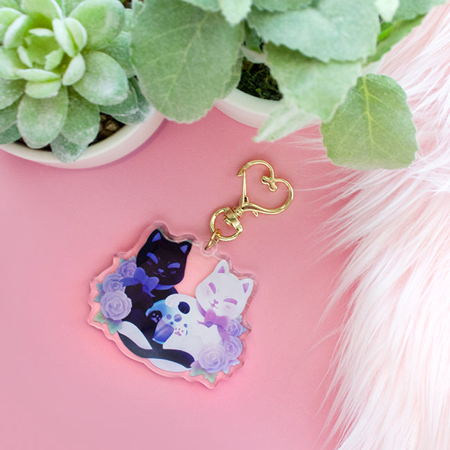 Double Trouble Kittens Keychain