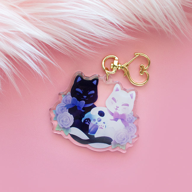 Double Trouble Kittens Keychain