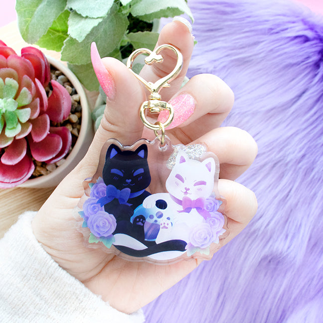 Double Trouble Kittens Keychain