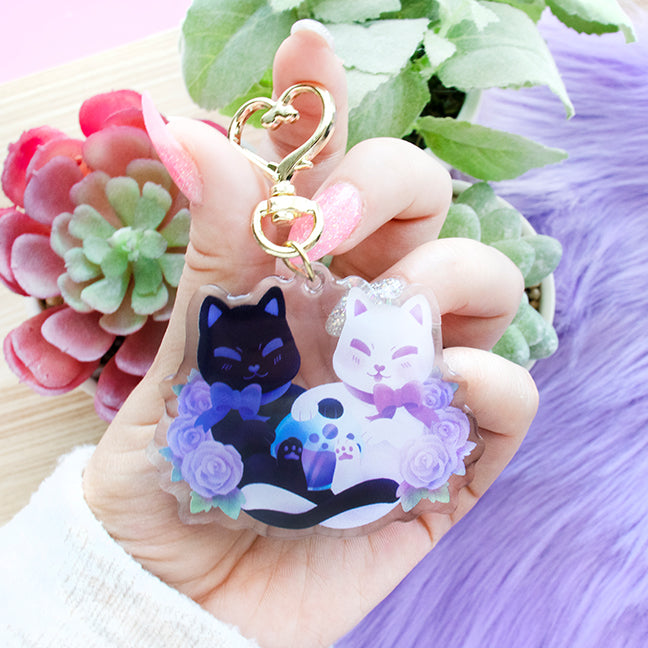 Double Trouble Kittens Keychain