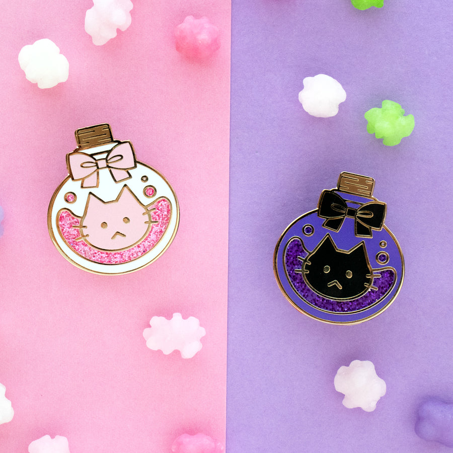 Spooky Cat Potion Bottle Enamel Pin