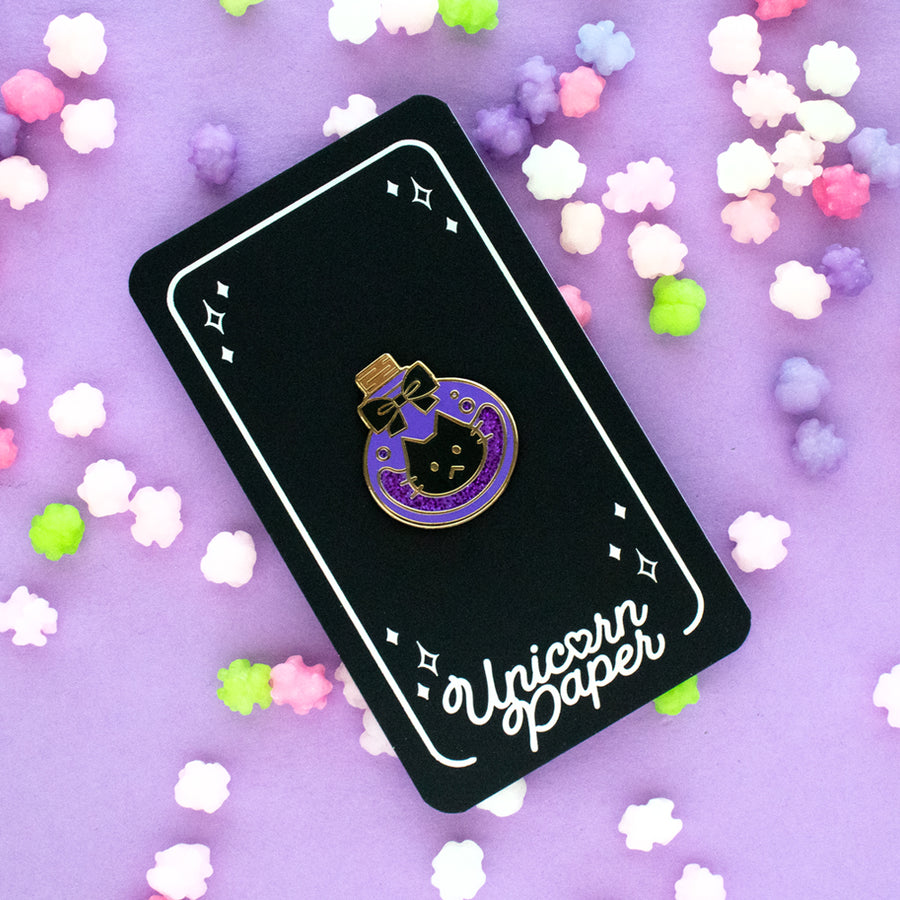 Spooky Cat Potion Bottle Enamel Pin