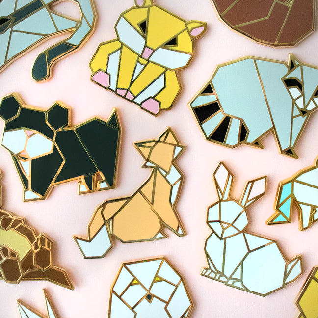 Origami Raccoon Enamel Pin