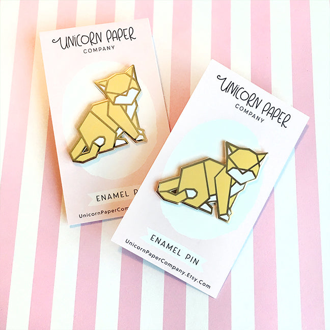 Origami Cat Enamel Pin