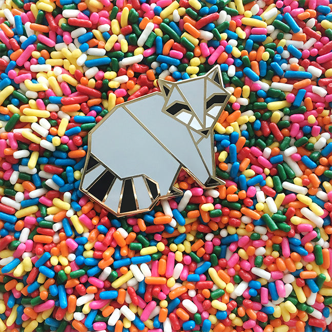 Origami Raccoon Enamel Pin