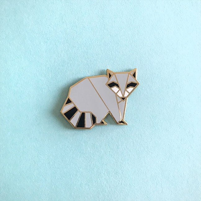 Origami Raccoon Enamel Pin