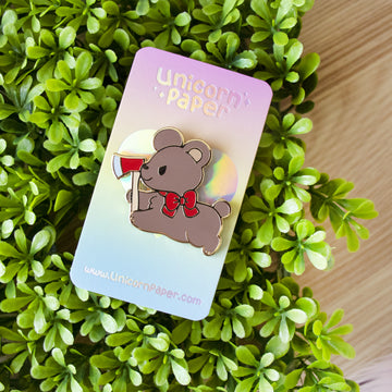 Bear with Axe Enamel Pin