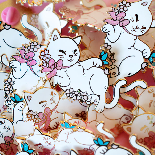 Limited Edition Spring Cat Enamel Pin