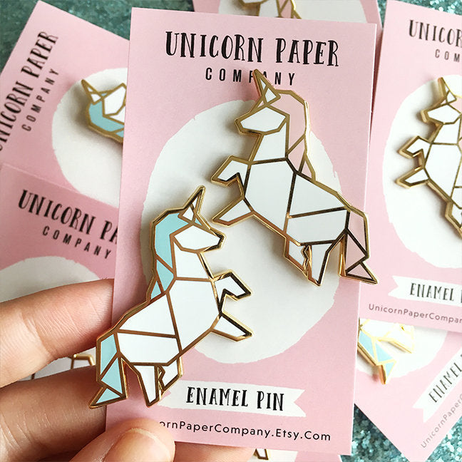 Origami Unicorn Enamel Pin