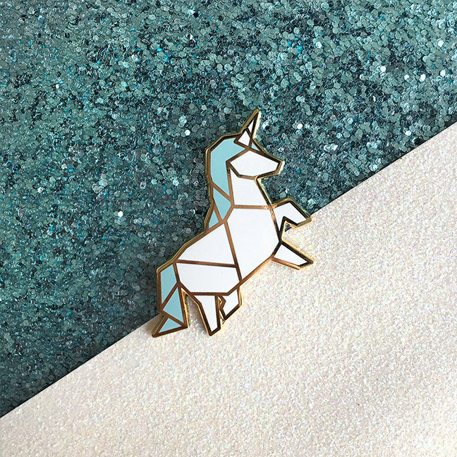 Origami Unicorn Enamel Pin