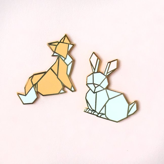 Origami Rabbit Enamel Pin