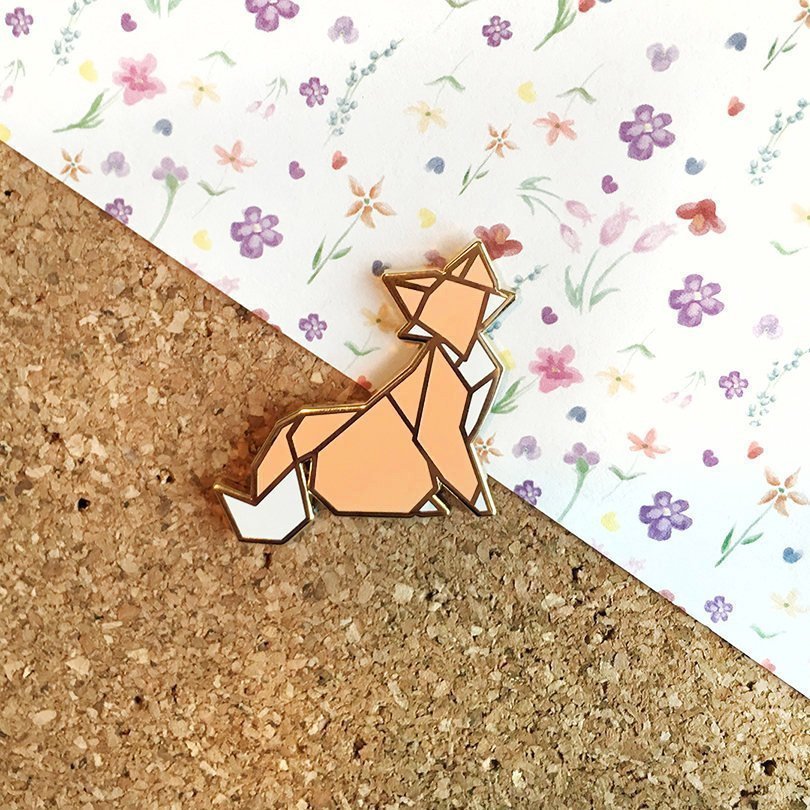 Origami Fox Enamel Pin